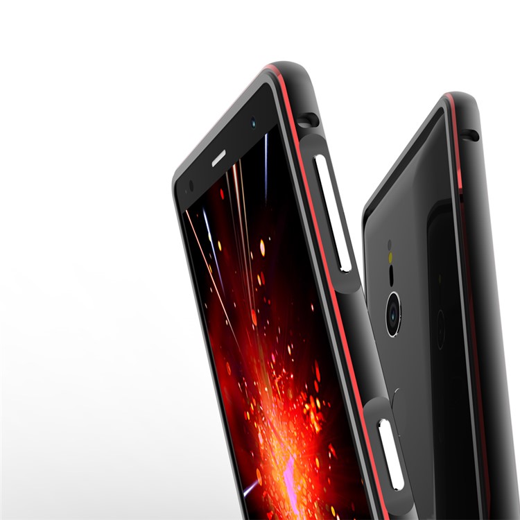 For Sony Xperia XZ2 Premium Screw Lock Plated Aluminium Alloy Bumper Case - Black/Red-4