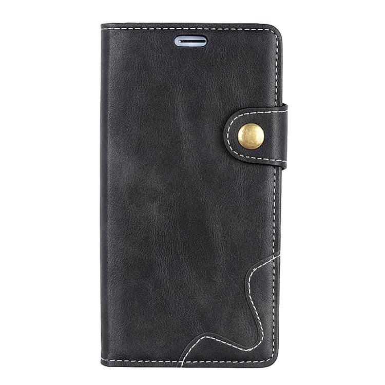 S-shape Textured Leather Wallet Case Cover for Sony Xperia XA2 Plus - Black-10