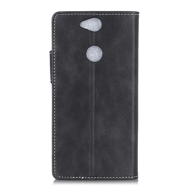 S-shape Textured Leather Wallet Case Cover for Sony Xperia XA2 Plus - Black-7