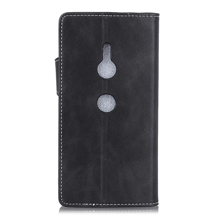 S-shape Textured Leather Case for Sony Xperia XZ3 Stand Wallet Mobile Phone Case - Black-7