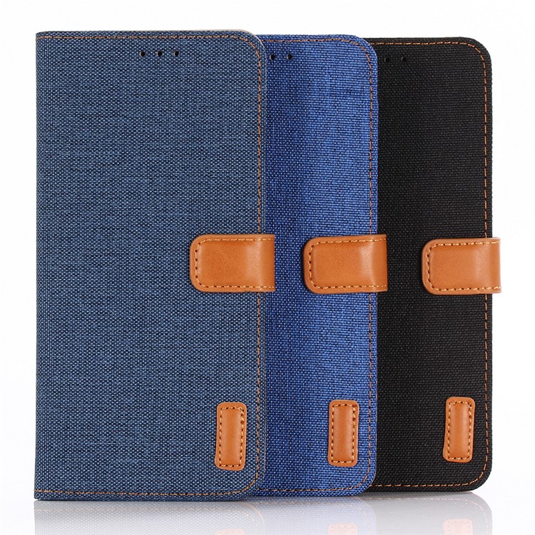 Oxford Cloth Leather Wallet Stand Case for Sony Xperia XZ3 - Dark Blue-11