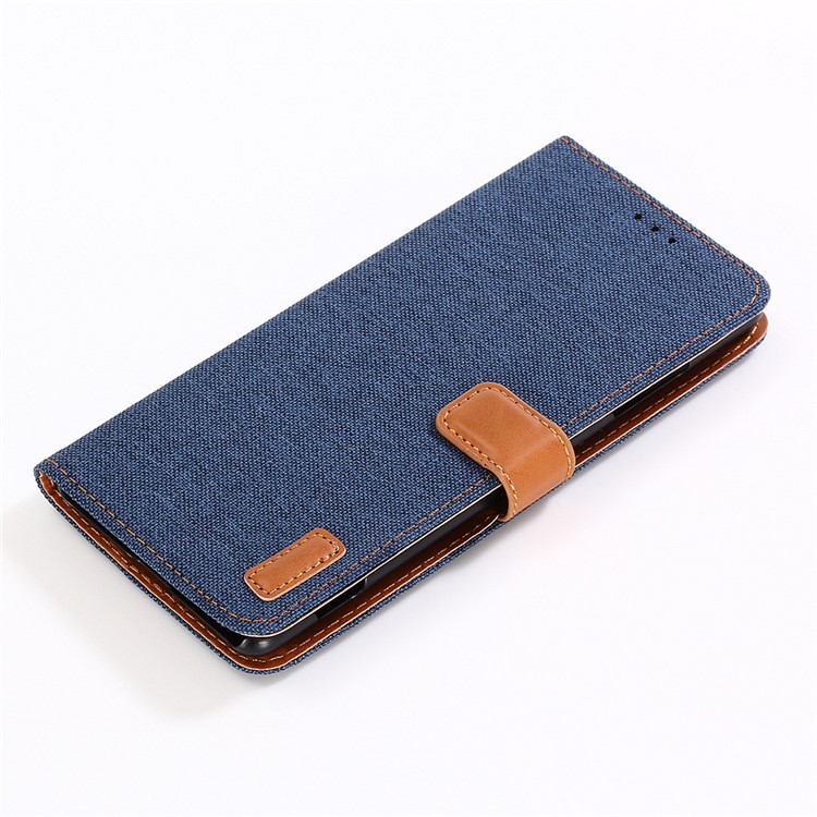 Oxford Cloth Leather Wallet Stand Case for Sony Xperia XZ3 - Dark Blue-7