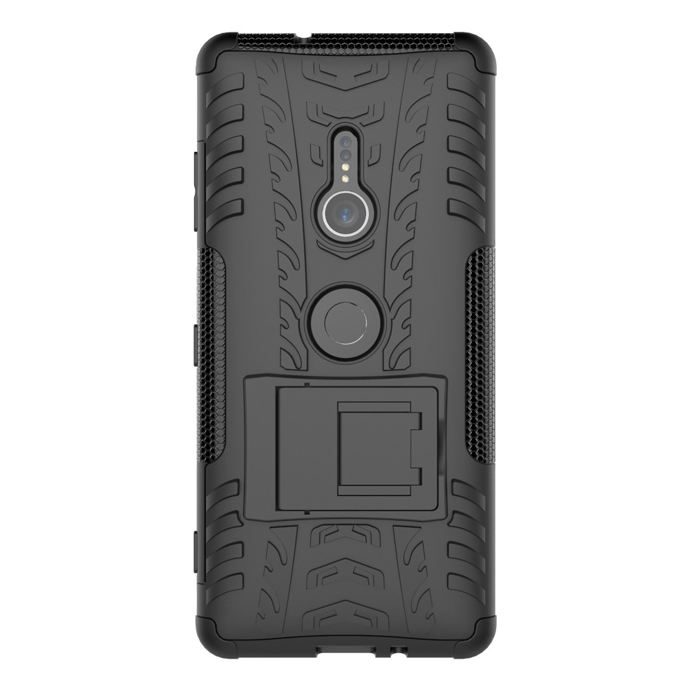 Cool Pneu Hybrid PC + TPU Kickstand Case Para Sony Xperia XZ3 - Preto