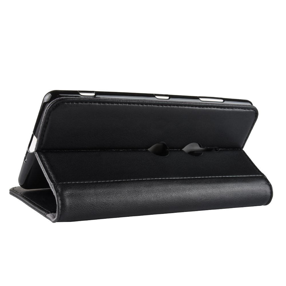 Genuine Split Leather Stand Mobile Phone Cover with Card Holders for Sony Xperia XZ3 - Black-7