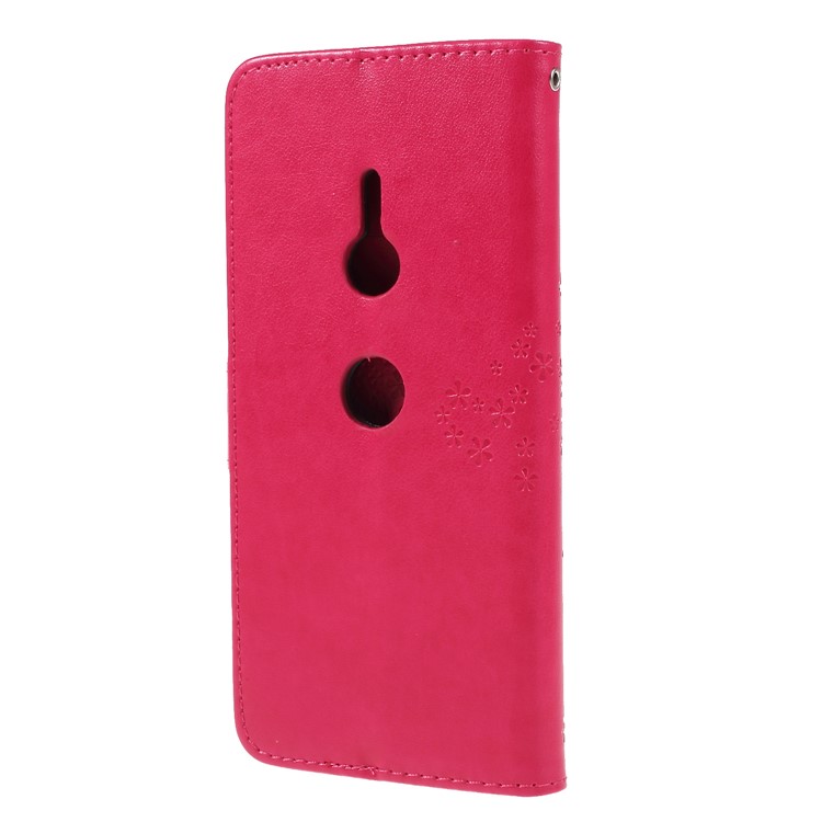 Imprint Tree Owl Wallet Magnetic Leather Case with Lanyard for Sony Xperia XZ3 - Rose-2