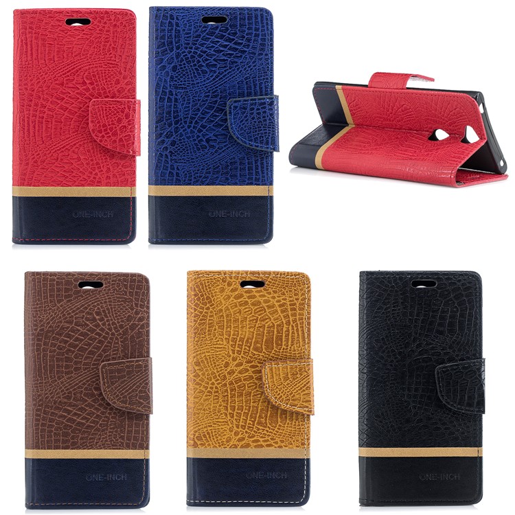 Crocodile Texture Splicing PU Leather Wallet Case for Sony Xperia XA2 - Black-10