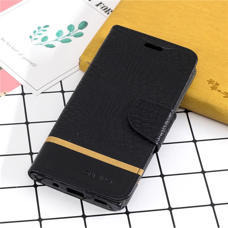 Crocodile Texture Splicing PU Leather Wallet Case for Sony Xperia XA2 - Black-9