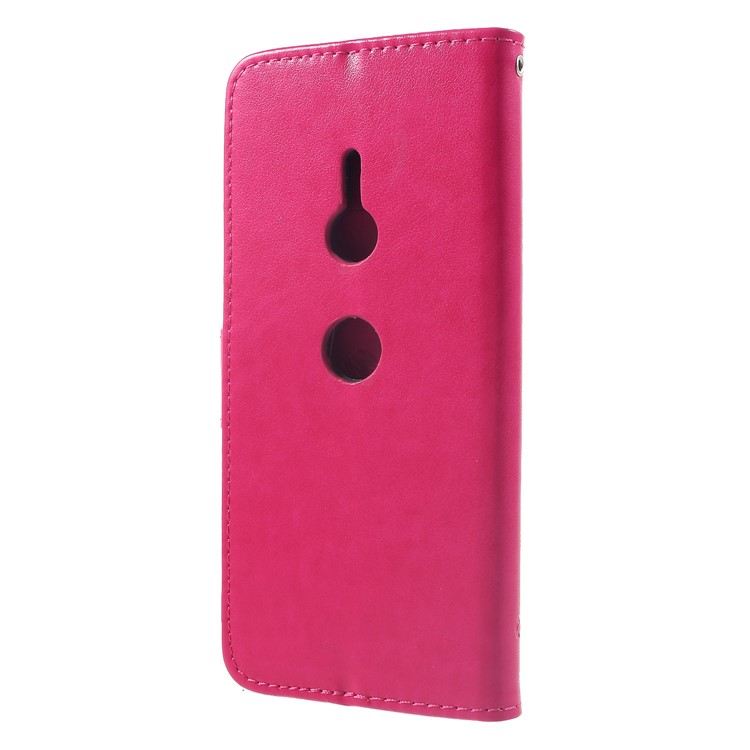 Imprint Butterfly Flower Magnetic Wallet PU Leather Stand Cover for Sony Xperia XZ3 - Rose-2