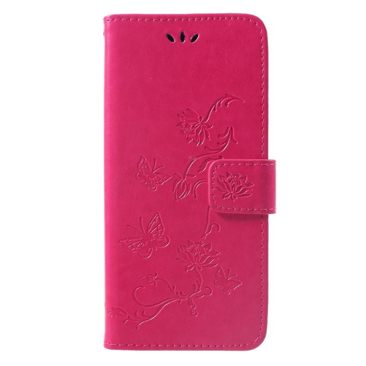 Imprint Butterfly Flower Magnetic Wallet PU Leather Stand Cover for Sony Xperia XZ3 - Rose-3