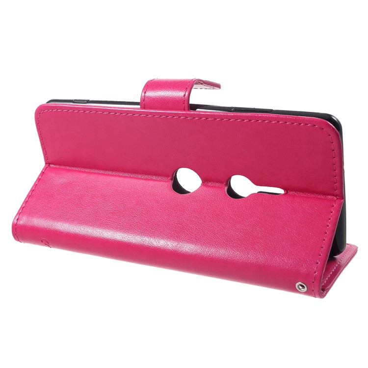 Imprint Butterfly Flower Magnetic Wallet PU Leather Stand Cover for Sony Xperia XZ3 - Rose-4
