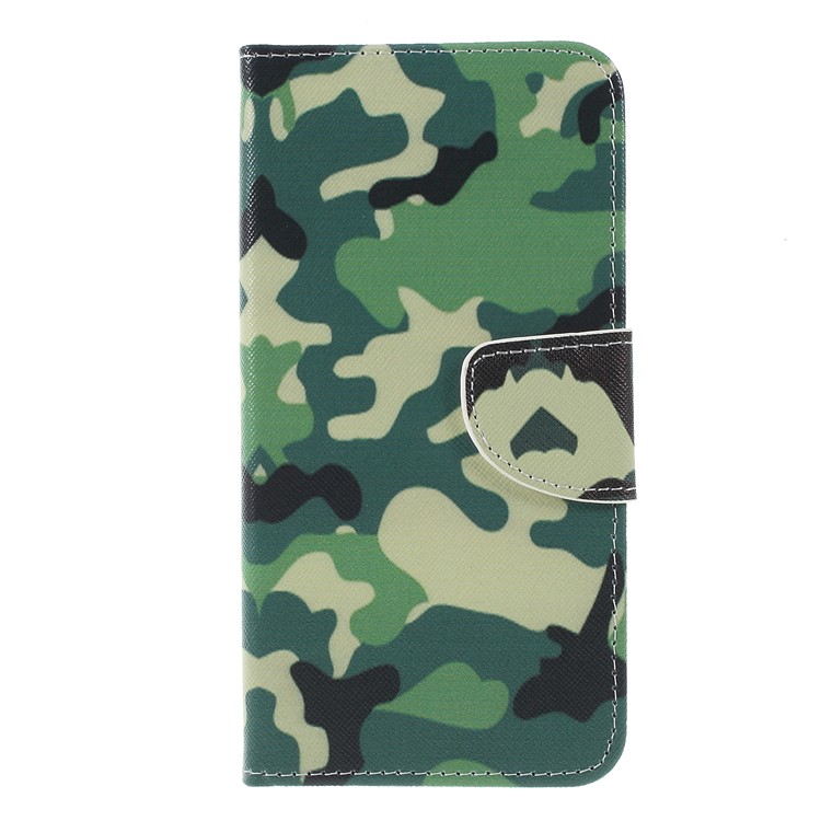 Cross Texture Patterned Wallet Magnetic Leather Flip Cover for Sony Xperia XZ3 - Camouflage Pattern-1