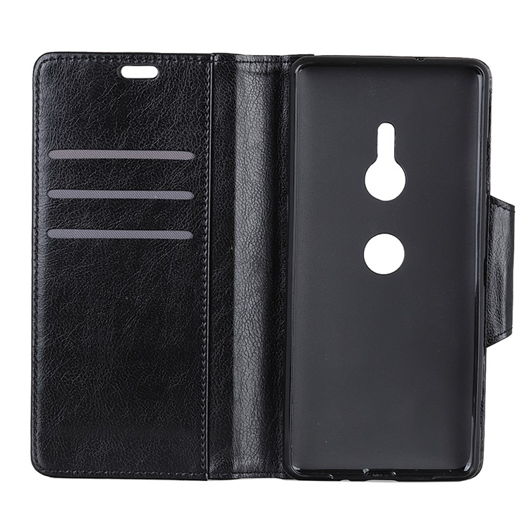 Glossy PU Leather Wallet Case for Sony Xperia XZ3 - Black-3