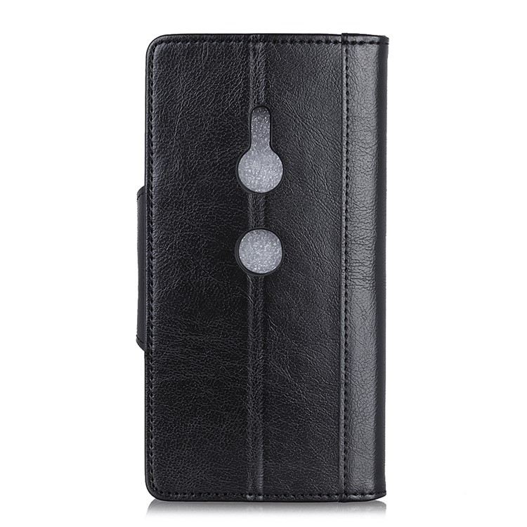 Glossy PU Leather Wallet Case for Sony Xperia XZ3 - Black-5
