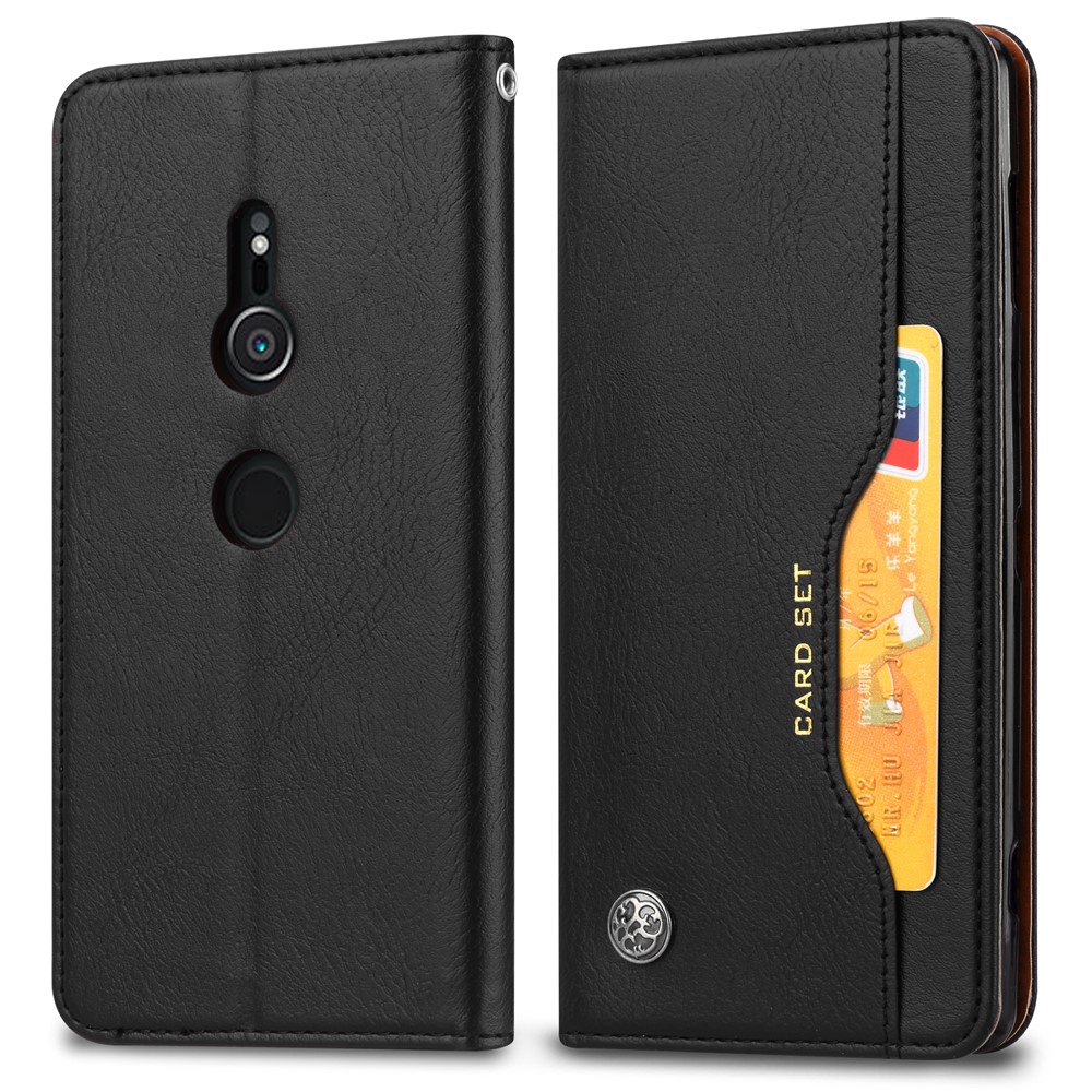 Estuche de Cuero PU Absorbido Automáticamente Para Sony Xperia XZ3 - Negro-2