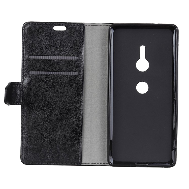 Crazy Horse Wallet Leather Stand Case for Sony Xperia XZ3 - Black-4