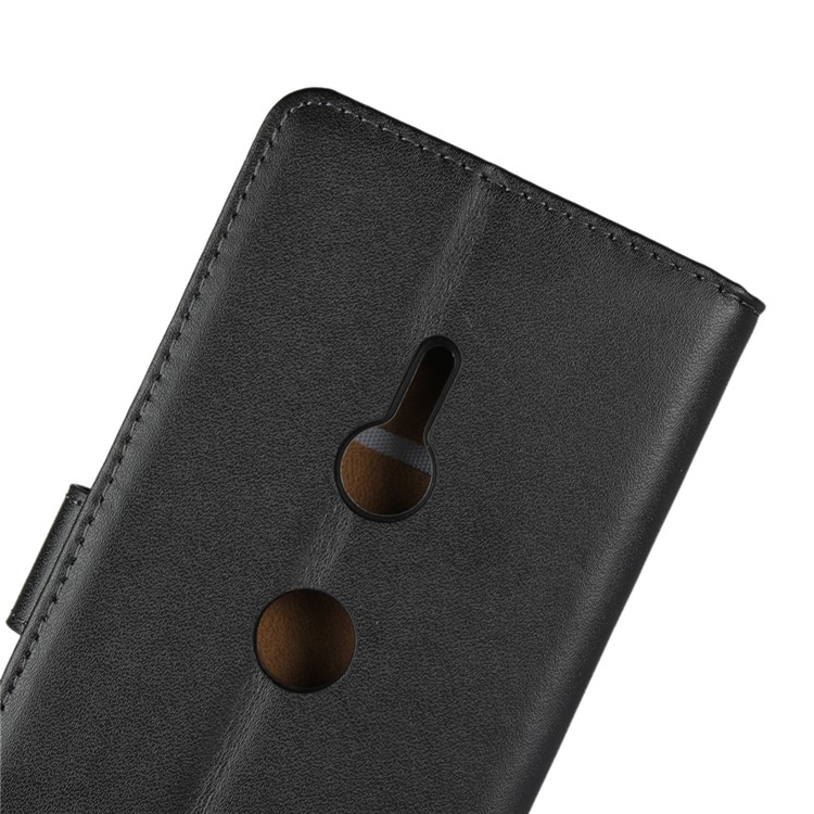 For Sony Xperia XZ3 Genuine Split Leather Wallet Case with Stand - Black-10