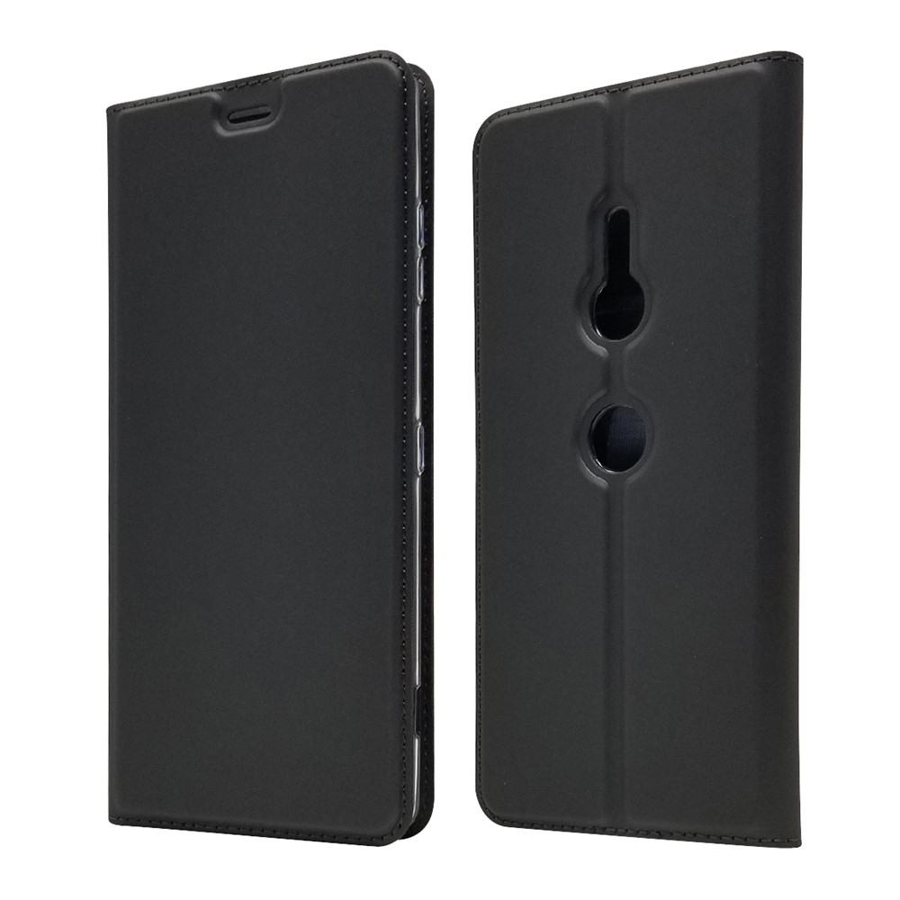 Auto-absorbed Stand Leather Case with Card Slot for Sony Xperia XZ3 - Black-2