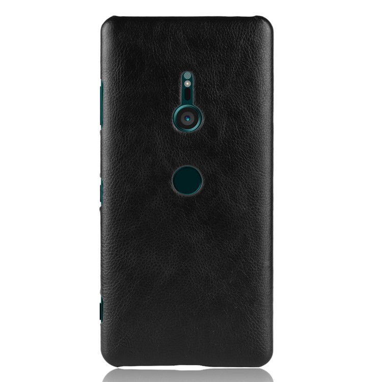 Custodia Mobile in Plastica Rivestita in Pelle Litchi PU Per Sony Xperia XZ3 - Nero