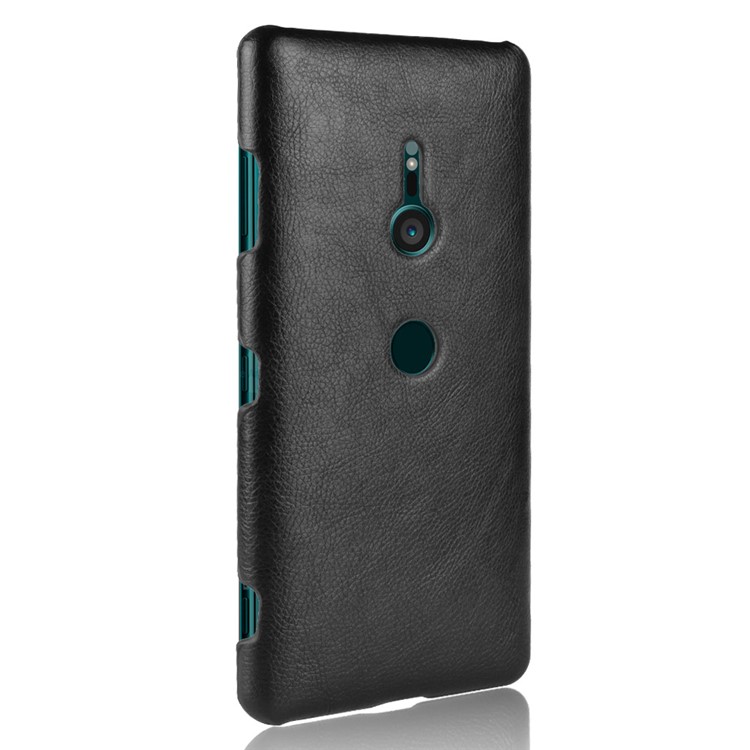 Litchi Texture PU Case de Plástico Recubierto de Cuero Para Sony Xperia XZ3 - Negro