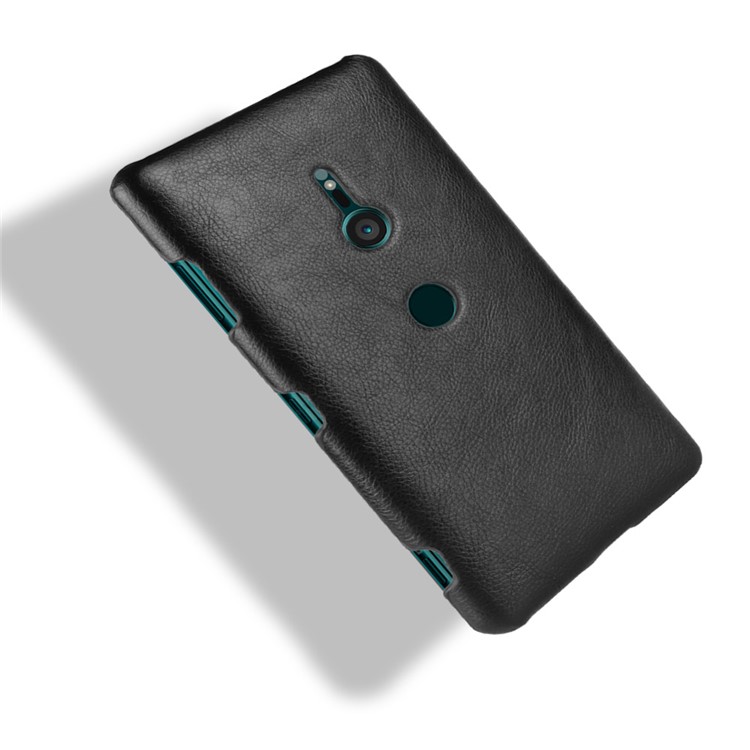 Custodia Mobile in Plastica Rivestita in Pelle Litchi PU Per Sony Xperia XZ3 - Nero