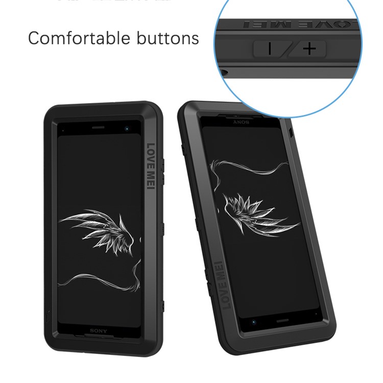 LOVE MEI Dust-proof Shock-proof Splash-proof Powerful Metal + Silicone Defender Case for Sony Xperia XZ3 - Black-3