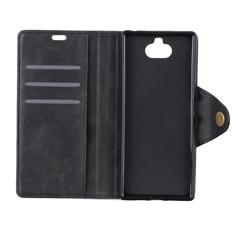 PU Leather Wallet Stand Mobile Case for Sony Xperia XA3 Ultra - Black-7