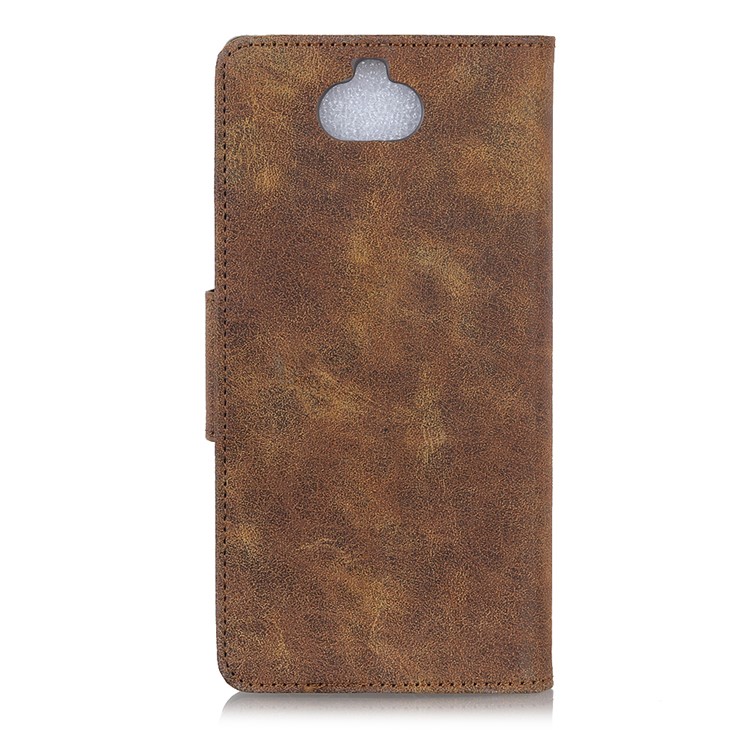 Vintage Style Leather Wallet Cover Case for Sony Xperia 10 Plus - Coffee-3