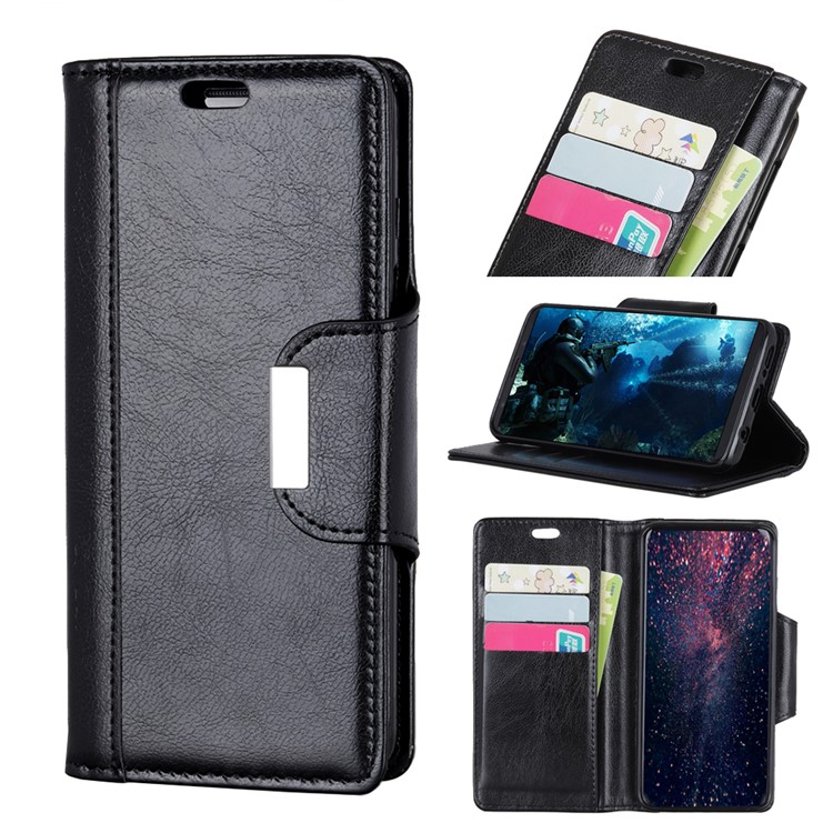 Textured PU Leather Wallet Stand Mobile Cover for Sony Xperia XA3 Ultra - Black-1