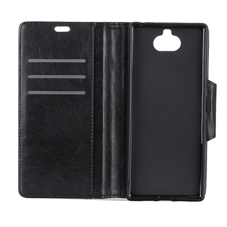 Textured PU Leather Wallet Stand Mobile Cover for Sony Xperia XA3 Ultra - Black-4