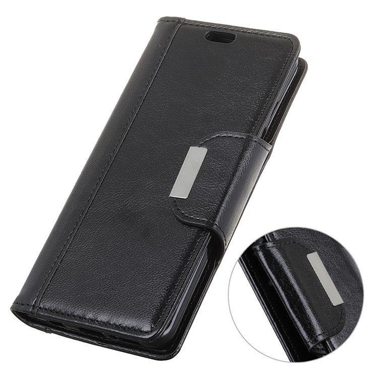 Textured PU Leather Wallet Stand Mobile Cover for Sony Xperia XA3 Ultra - Black-7