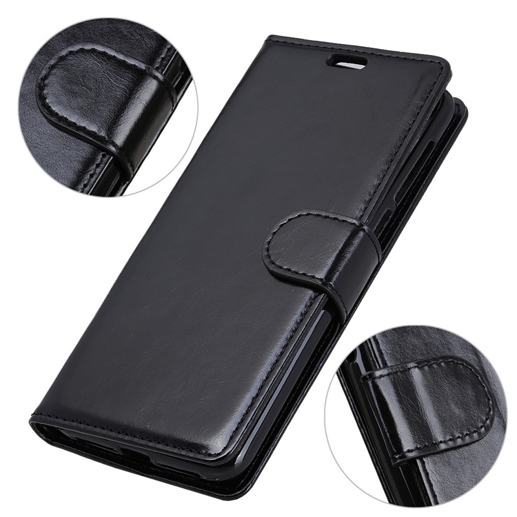 Crazy Horse Wallet Stand Leather Phone Casing for Sony Xperia XA3 - Black-2