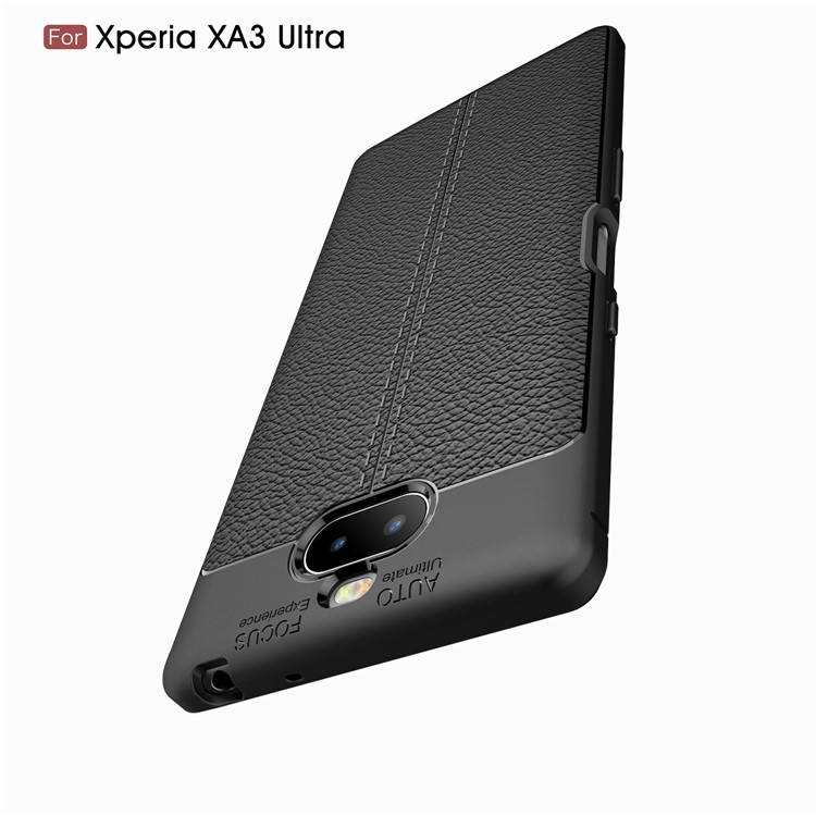 Litchi Skin TPU Mobile Phone Casing for Sony Xperia XA3 Ultra - Black-11
