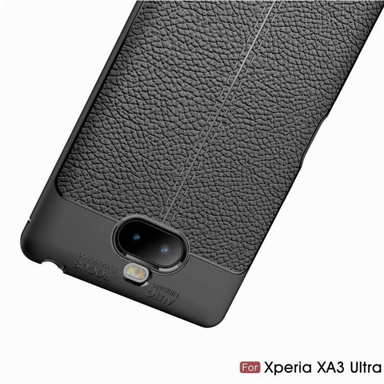 Litchi Skin TPU Mobile Phone Casing for Sony Xperia XA3 Ultra - Black-12