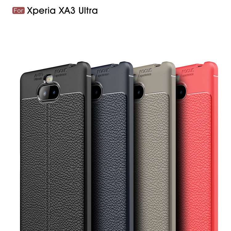 Litchi Skin TPU Mobile Phone Casing for Sony Xperia XA3 Ultra - Black-14