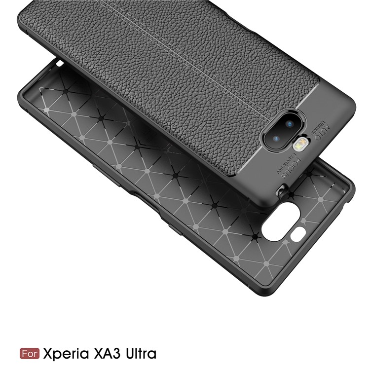 Litchi Skin TPU Mobile Phone Casing for Sony Xperia XA3 Ultra - Black-3