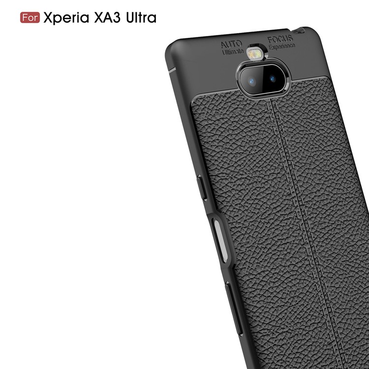 Litchi Skin TPU Mobile Phone Casing for Sony Xperia XA3 Ultra - Black-4