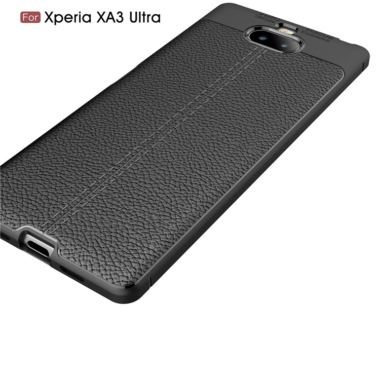 Litchi Skin TPU Mobile Phone Casing for Sony Xperia XA3 Ultra - Black-5