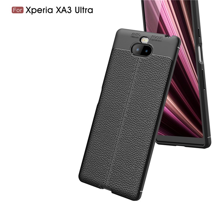 Litchi Skin TPU Mobile Phone Casing for Sony Xperia XA3 Ultra - Black-7