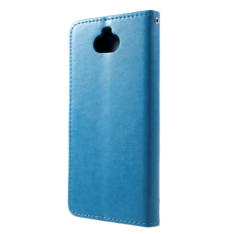 Imprint Butterfly Flower Magnetic PU Leather Protective Case for Sony Xperia 10 - Blue-2