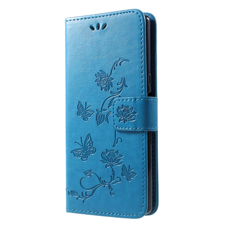 Imprint Butterfly Flower Magnetic PU Leather Protective Case for Sony Xperia 10 - Blue-3