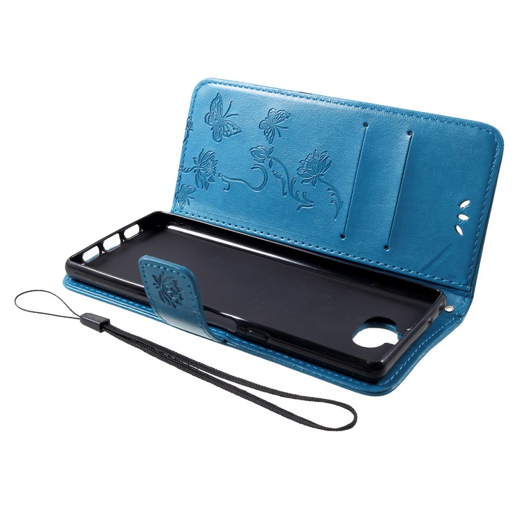 Imprint Butterfly Flower Magnetic PU Leather Protective Case for Sony Xperia 10 - Blue-5