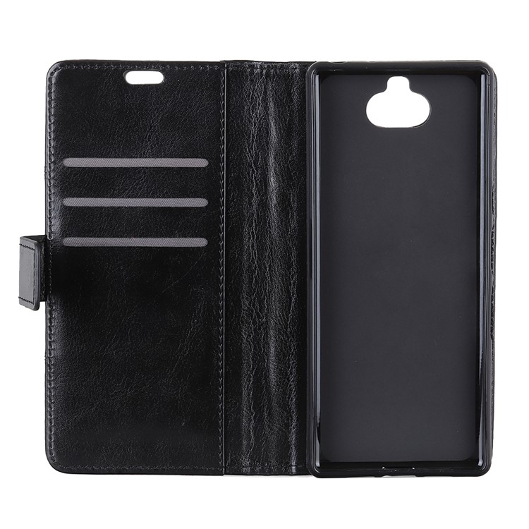 Crazy Horse Rivet Stand Wallet Magnetic Leather Mobile Phone Case for Sony Xperia XA3 Ultra- Black-4