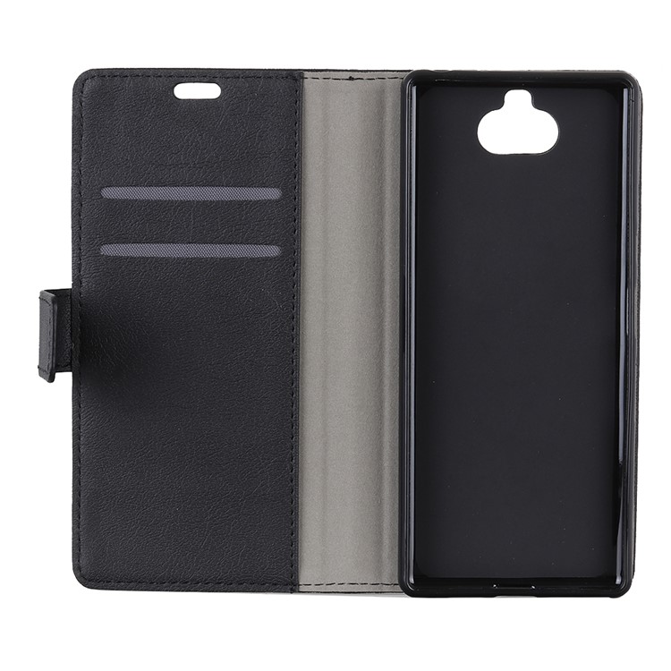 PU Leather Flip Case Wallet Stand Phone Cover for Sony Xperia XA3 Ultra - Black-4