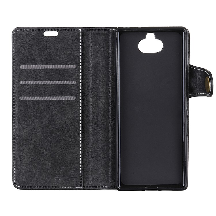 S-shape Textured PU Leather Stand Wallet Mobile Phone Case for Sony Xperia XA3 - Black-7