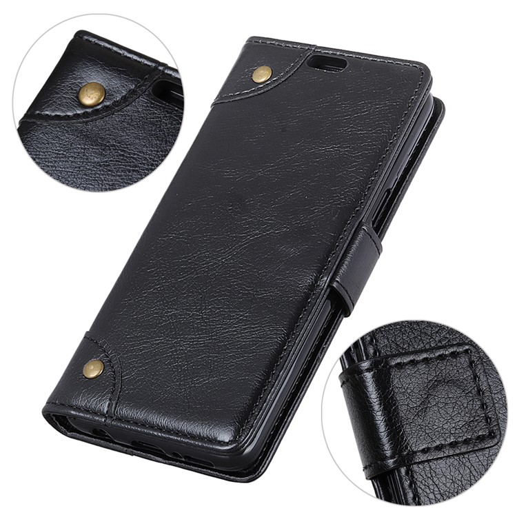 Textured PU Leather Wallet Stand Phone Case for Sony Xperia XA3 Ultra - Black-3