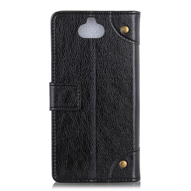 Textured PU Leather Wallet Stand Phone Case for Sony Xperia XA3 Ultra - Black-7