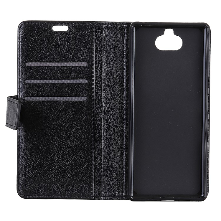 Textured PU Leather Wallet Stand Phone Case for Sony Xperia XA3 Ultra - Black-8