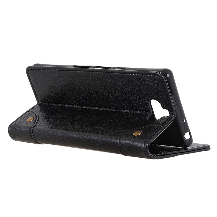 Textured PU Leather Wallet Stand Phone Case for Sony Xperia XA3 Ultra - Black-9