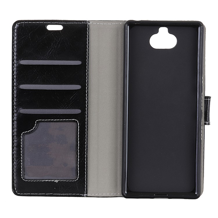 Crazy Horse Leather Wallet Case for Sony Xperia 10 Plus - Black-3