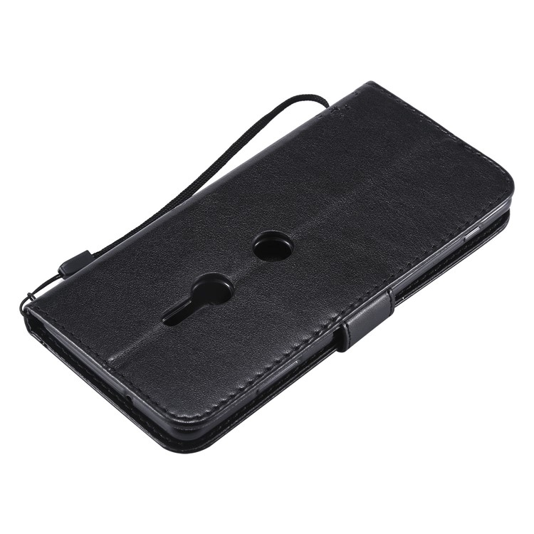 Imprint Cat and Tree Wallet Stand PU Leather Case with Lanyard for Sony Xperia XZ3 - Black-6